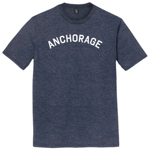 Anchorage Text White Font Mens Tri-Blend DTG T-shirt - Navy Blue Heather