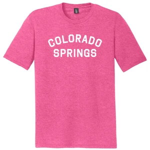 Colorado Springs Text White Font Mens Tri-Blend DTG T-shirt - Fuchsia Heather