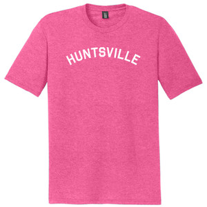 Huntsville Text White Font Mens Tri-Blend DTG T-shirt - Fuchsia Heather