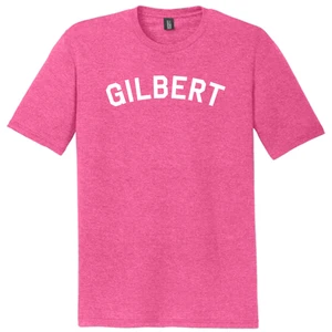Gilbert Text White Font Mens Tri-Blend DTG T-shirt - Fuchsia Heather