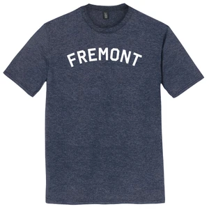 Fremont Text White Font Mens Tri-Blend DTG T-shirt - Navy Blue Heather