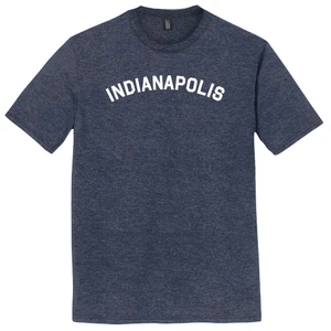 Indianapolis Text White Font Mens Tri-Blend DTG T-shirt - Navy Blue Heather