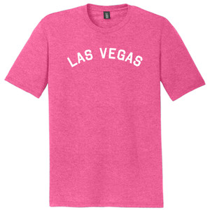 Las Vegas Text White Font Mens Tri-Blend DTG T-shirt - Fuchsia Heather