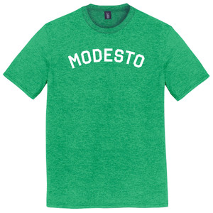 Modesto Text White Font Mens Tri-Blend DTG T-shirt - Green Kelly