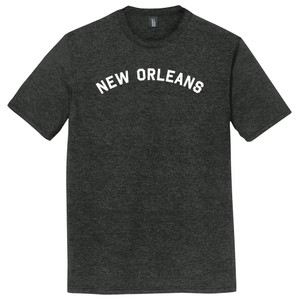 New Orleans Text White Font Mens Tri-Blend DTG T-shirt - Black Heather