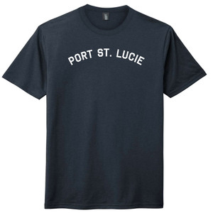 Port St. Lucie Text White Font Mens Tri-Blend DTG T-shirt - Navy Blue Solid