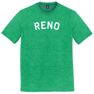 Reno Text White Font Mens Tri-Blend DTG T-shirt - Green Kelly