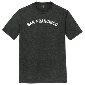 San Francisco Text White Font Mens Tri-Blend DTG T-shirt - Black Heather