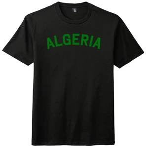 Algeria Country Name Mens Tri-Blend DTG T-shirt - Black Solid