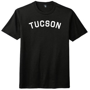 Tucson Text White Font Mens Tri-Blend DTG T-shirt - Black Solid