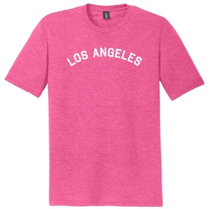 Los Angeles Text White Font Mens Tri-Blend DTG T-shirt - Fuchsia Heather