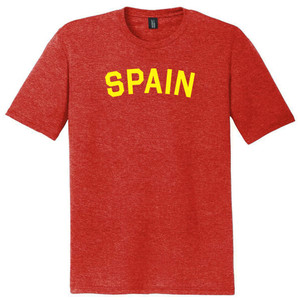 Spain Country Name Mens Tri-Blend DTG T-shirt - Red Heather