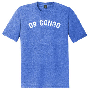 DR Congo Country Name Mens Tri-Blend DTG T-shirt - Royal Blue Heather