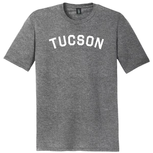 Tucson Text White Font Mens Tri-Blend DTG T-shirt - Grey Heather