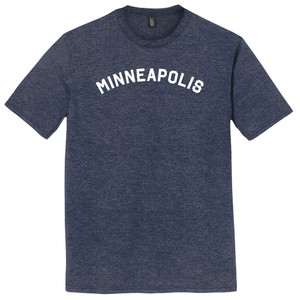 Minneapolis Text White Font Mens Tri-Blend DTG T-shirt - Navy Blue Heather