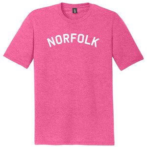Norfolk Text White Font Mens Tri-Blend DTG T-shirt - Fuchsia Heather