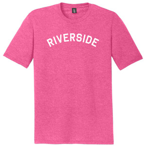 Riverside Text White Font Mens Tri-Blend DTG T-shirt - Fuchsia Heather