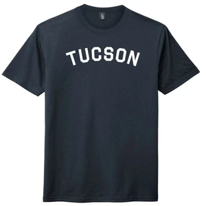 Tucson Text White Font Mens Tri-Blend DTG T-shirt - Navy Blue Solid