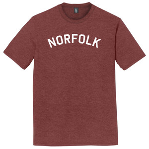 Norfolk Text White Font Mens Tri-Blend DTG T-shirt - Maroon Heather