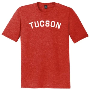 Tucson Text White Font Mens Tri-Blend DTG T-shirt - Red Heather