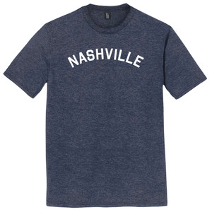 Nashville Text White Font Mens Tri-Blend DTG T-shirt - Navy Blue Heather Heather