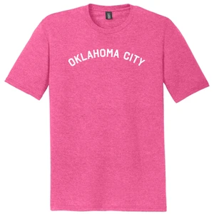Oklahoma City Text White Font Mens Tri-Blend DTG T-shirt - Fuchsia Heather