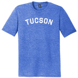 Tucson Text White Font Mens Tri-Blend DTG T-shirt - Royal Blue Heather