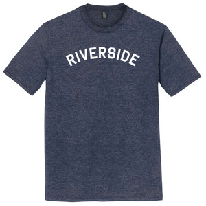 Riverside Text White Font Mens Tri-Blend DTG T-shirt - Navy Blue Heather
