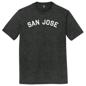 San Jose Text White Font Mens Tri-Blend DTG T-shirt - Black Heather