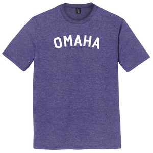 Omaha Text White Font Mens Tri-Blend DTG T-shirt - Purple Heather