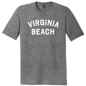 Virginia Beach Text White Font Mens Tri-Blend DTG T-shirt - Grey Heather