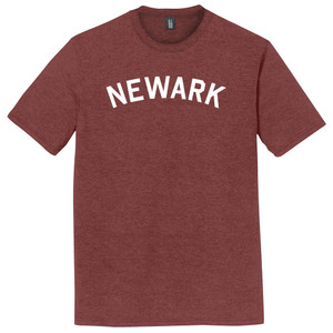 Newark Text White Font Mens Tri-Blend DTG T-shirt - Maroon Heather
