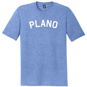 Plano Text White Font Mens Tri-Blend DTG T-shirt - Blue Heather