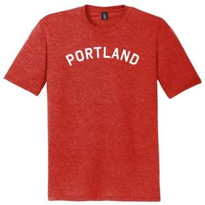 Portland Text White Font Mens Tri-Blend DTG T-shirt - Red Heather