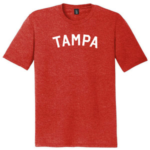 Tampa Text White Font Mens Tri-Blend DTG T-shirt - Red Heather