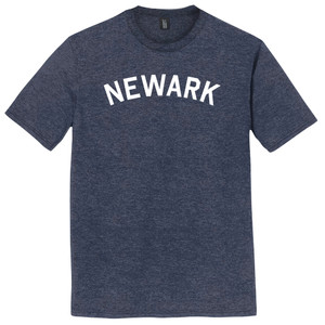 Newark Text White Font Mens Tri-Blend DTG T-shirt - Navy Blue Heather