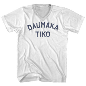 Daumaka Tiko Adult Cotton V-neck T-shirt - White
