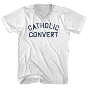 Catholic Convert Adult Cotton V-neck T-shirt - White