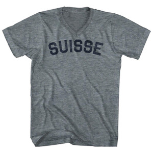 Suisse Adult Tri-Blend V-neck T-shirt - Athletic Grey