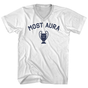 Most Aura HIM Trophy Adult Cotton V-neck T-shirt - White