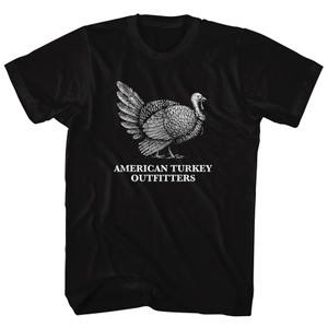 American Turkey Outfitters white ink black  Mens Tri-Blend DTG T-shirt - Black Solid