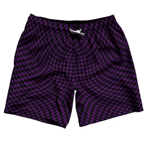 Black and Purple Checkerboard Swim Shorts 7.5" Inseam - Size XL - Final Sale - MS