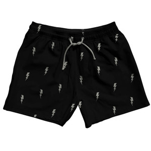 Black and Grey Lightning Volt Swim Shorts 5" Inseam - Size Large - Final Sale - MS