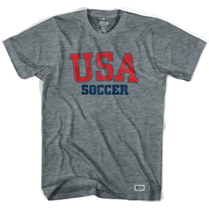 USA Soccer Distressed T-Shirt - Athletic Grey with Black Lettering Tri-Blend - XL - M2