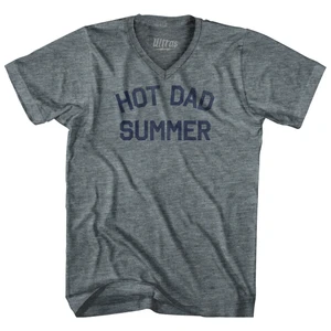 Hot Dad Summer V-Neck T-Shirt - Athletic Grey Tri-Blend - Medium - Final Sale - M3