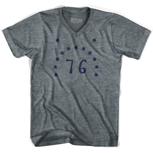 American USA Bennington Flag V-Neck T-Shirt - Athletic Grey Tri-Blend - Large Final Sale - M3