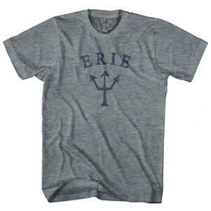 Pennsylvania Erie Trident T-Shirt - Athletic Grey and Green Lettering Tri-Blend - XL - Final Sale - M4