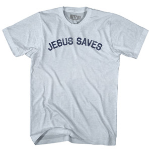 Jesus Saves T-Shirt  - Athletic White  Tri-Blend - Medium - Final Sale - M6