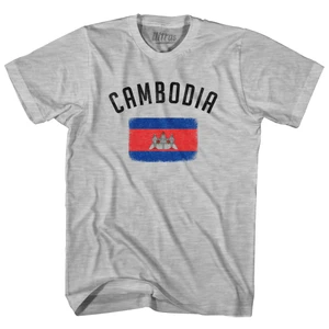Cambodia Country Flag Cotton T-Shirt - Grey Heather - Men's Large - Final Sale - M13
