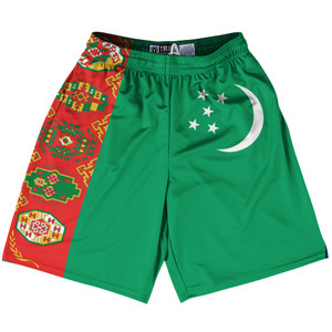 Turkmenistan Country Flag Lacrosse Shorts Made In USA - Turkmenistan Flag Color